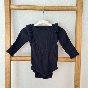 Cat & Jack Black Ruffled Long Sleeve Bodysuit